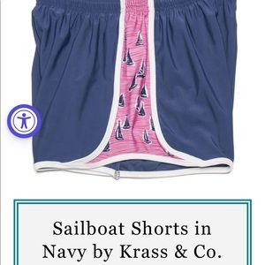 Navy and Pink Krass and Co Sailboat Track Shorts (lily pulitzer inspired)